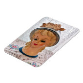 Lady Head Vase Blonde Teen Blue Pet Flower Magneet (Linkerzijde)
