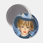  Lady Head Vase Blue Bucket Pet 1960s Magneet (Voorkant / Achterkant)