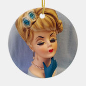  Lady Head Vase Blue Roos en Glove Hand Keramisch Ornament (Voorkant)