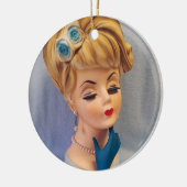 Lady Head Vase Blue Roos en Glove Hand Keramisch Ornament (Links)