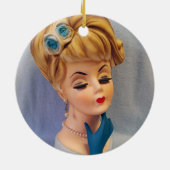 Lady Head Vase Blue Roos en Glove Hand Keramisch Ornament (Achterkant)