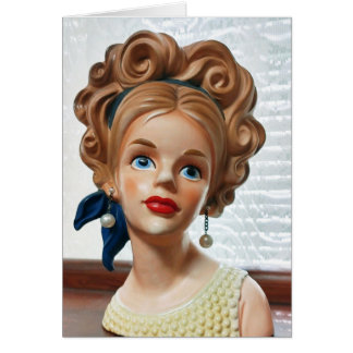 Lady Head Vase Bouffant Hair Kaart 1960