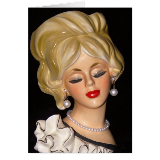  Lady Head Vase Chic Big Hair Ruffles Kaart (Voorkant)