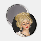  Lady Head Vase Chic Big Hair Ruffles Magneet (Voorkant / Achterkant)
