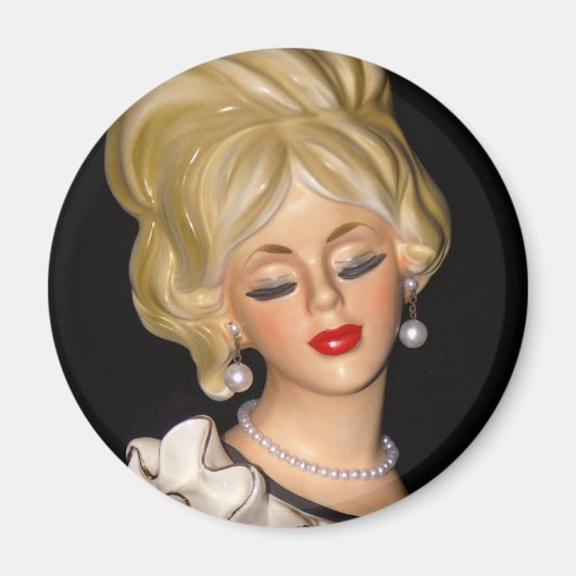  Lady Head Vase Chic Big Hair Ruffles Magneet (Voorkant)