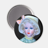 Lady Head Vase Flapper Cloche Pet Magneet (Voorkant / Achterkant)