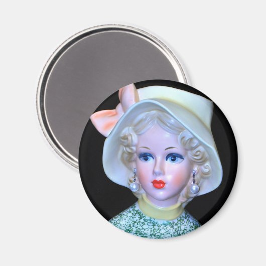  Lady Head Vase Flapper Cloche Pet Magneet (Voorkant / Achterkant)