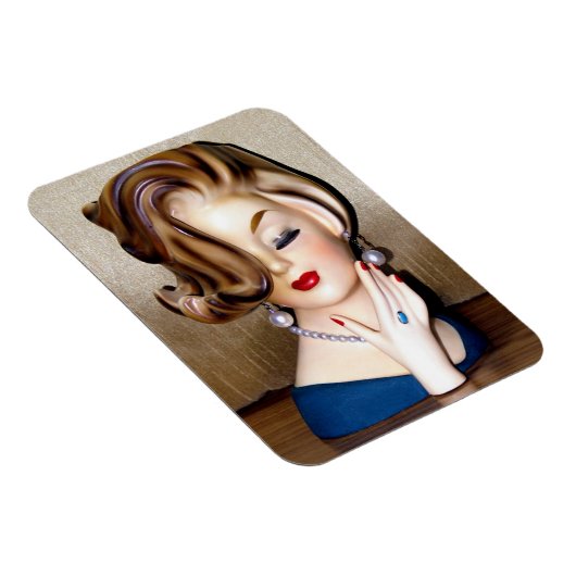  Lady Head Vase Flip Hairdo Ring Magneet (Rechterzijde)