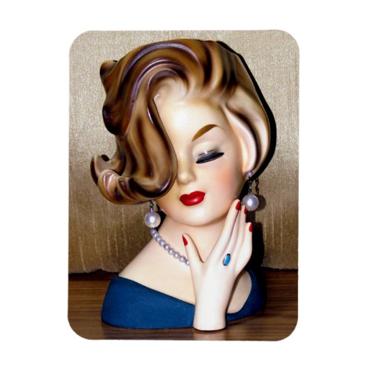  Lady Head Vase Flip Hairdo Ring Magneet (Verticaal)