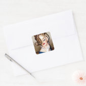 Lady Head Vase Flip Hairdo Ring Vierkante Sticker (Envelop)