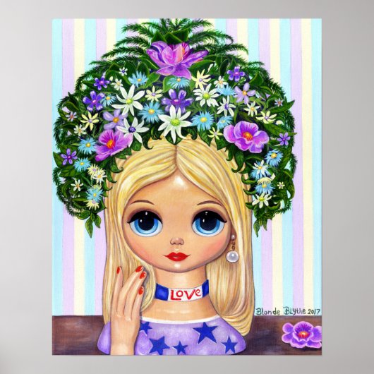 Lady Head Vase Love 1960 Blythe Flower Child Poster (Voorkant)