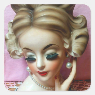 Lady Head Vase Miss New York Chic Vierkante Sticker