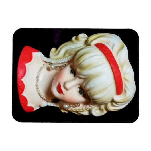  Lady Head Vase Platinum Blonde Braids Magneet (Horizontaal)