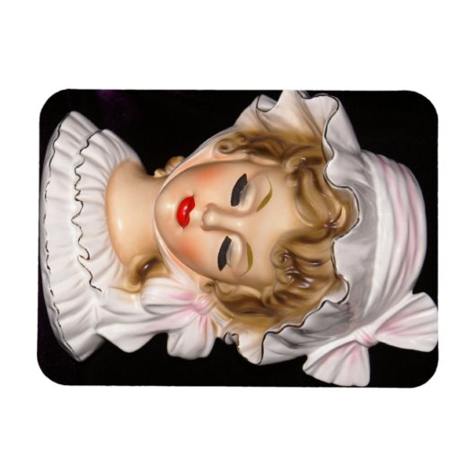  Lady Head Vase Roze Ruffled Bonnet Magneet (Horizontaal)