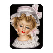  Lady Head Vase Roze Ruffled Bonnet Magneet (Verticaal)