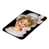  Lady Head Vase Roze Ruffled Bonnet Magneet (Linkerzijde)