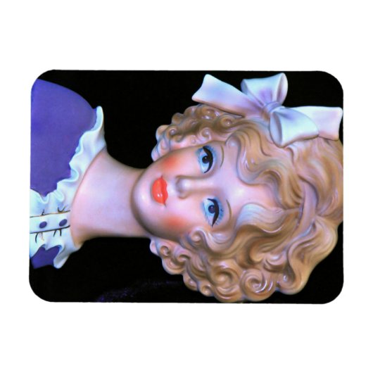 Lady Head Vase Roze Ruffled Bonnet Magneet (Horizontaal)