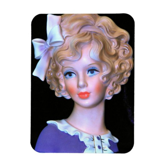 Lady Head Vase Roze Ruffled Bonnet Magneet (Verticaal)