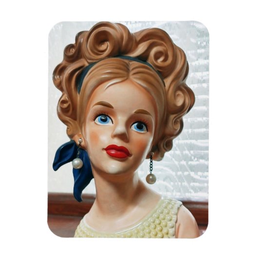  Lady Head Vase Teen Bouffant Hair 1960 Magneet (Verticaal)