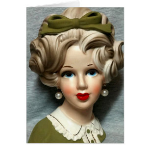 Lady Head Vase Teen Girl Swirly Hair Kaart