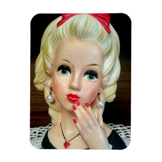 Lady Head Vase Teen Heart Ketting Magneet (Verticaal)