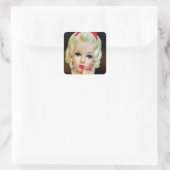  Lady Head Vase Teen Heart Ketting Vierkante Sticker (Tas)