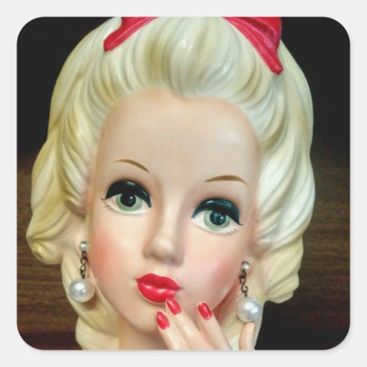  Lady Head Vase Teen Heart Ketting Vierkante Sticker (Voorkant)