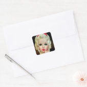  Lady Head Vase Teen Heart Ketting Vierkante Sticker (Envelop)