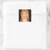  Lady Head Vase Teen met viribben Vierkante Sticker (Tas)