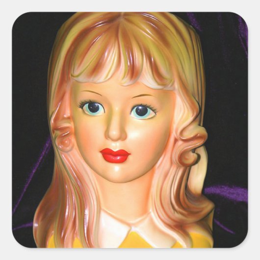  Lady Head Vase Teen met viribben Vierkante Sticker (Voorkant)