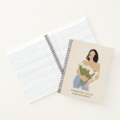 Lady Holding Bouquet van bloemen Green Abstract Ar Notitieboek (Binnen)
