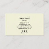 Lady Holding Bouquet van bloemen Green Abstract Ar Visitekaartje (Achterkant)