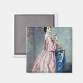 Lady holding Flowers in haar Petticoat Magneet (Voorkant / Achterkant)