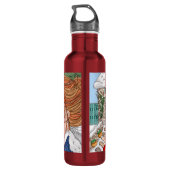 Lady holding kardinaal Engels Katoen Waterfles (Achterkant)