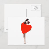 Lady Holding Love Heart Briefkaart (Voorkant / Achterkant)