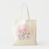 LADY HOOFD LIJN KUNST MET ROZE ACHTERGROND TOTE BAG (Voorkant)