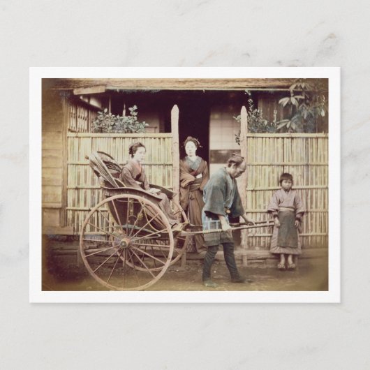 Lady in a rickshaw, c.1890 (gekleurde foto) briefkaart (Voorkant)