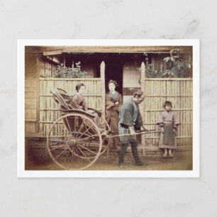 Lady in a rickshaw, c.1890 (gekleurde foto) briefkaart