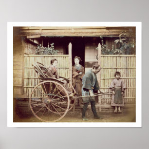 Lady in a rickshaw, c.1890 (gekleurde foto) poster