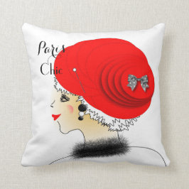 Lady In Big Pet Paris Mode Illustratie Kussen