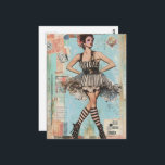 Lady in Black and White Fashion Dress Collage Briefkaart<br><div class="desc">Digital art by Angelandspot  © 2025</div>