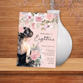 Lady in Black Gown Roze 18e verjaardag Kaart