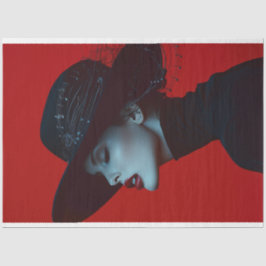 Lady in Black Music Note Crimson Cadence Decoupage Tissuepapier