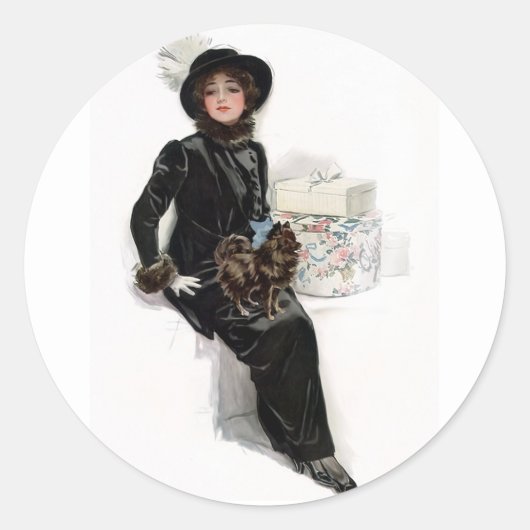 Lady in Black Ronde Sticker (Voorkant)