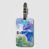 Lady in Blue Dress - Waterverf Schilderij Bagagelabel (Voorkant (verticaal))