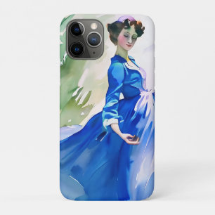 Lady in Blue Dress - Waterverf Schilderij Case-Mate iPhone Case