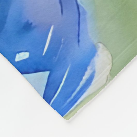 Lady in Blue Dress - Waterverf Schilderij Fleece Deken (Hoek)