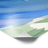 Lady in Blue Dress - Waterverf Schilderij Foto Afdruk (Hoek)