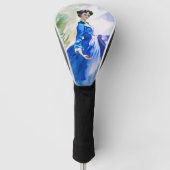 Lady in Blue Dress - Waterverf Schilderij Golfheadcover (Voorkant)