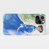 Lady in Blue Dress - Waterverf Schilderij iPhone Hoesje (Achterkant horizontaal)
